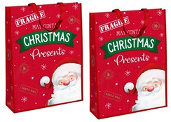 Set of 2 Jumbo Woven Christmas Bags Santa Sacks Bag for Life 28x19" Cute Santa