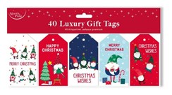 Pack of 40 Christmas Gift Tags - Cute Nordic Bearded Gnome Gonk Designs