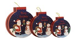 Set of 3 Shaped Christmas Nested Gift Boxes - Santa Snowman Polar Bear Bauble