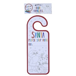 Pack of 2 Santa Stop Here Door Hanger Signs - Colour at Home - Xmas Eve Box