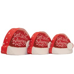 Set of 3 Shaped Christmas Nested Gift Boxes - Santa Hat Don't Stop Believing