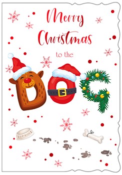 To The Dog Christmas Card - Santa Hat Letters with Snowflakes & Foil 7.5x5.5"