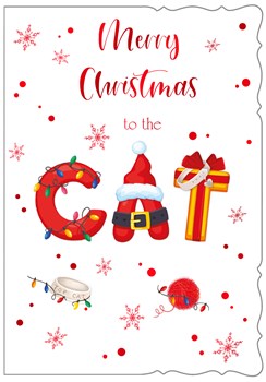 To The Cat Christmas Card - Santa Hat Letters with Snowflakes & Foil 7.25x5.5"