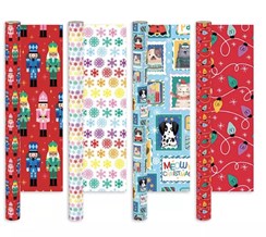 16m (4x4m) Modern Contemporary Christmas Gift Wrapping Paper Roll - Mixed