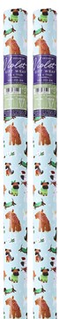 6m Christmas Gift Wrapping Paper 2x3m Roll - Dogs in Jumpers Santa Hats
