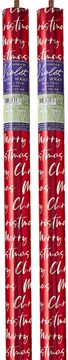 6m (2x3m) Gift Wrapping Paper Roll - Metallic Effect Red Gold Merry Christmas