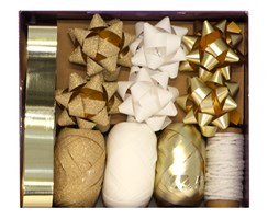 Christmas Gift Bow & Ribbon Set - Gold and White Bows Ribbon & Twine Christmas Gift Bow & Ribbon Set - Gold and White Bows Ribbon & Twine