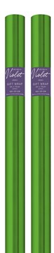 6m Foil Effect Gift Wrapping Paper - 2 x 3m Roll's - Plain Green