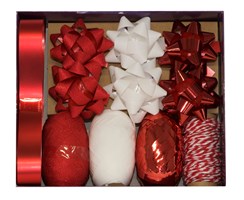 Christmas Gift Bow & Ribbon Set - Red and White Bows Ribbon & Twine