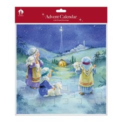 Religious Advent Calendar - Children as Shepherd Bethlehem Nativity Scene 11x11"