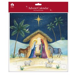 Christmas Advent Calendar - Religious Mary Joseph Nativity Scene 11 x 11"