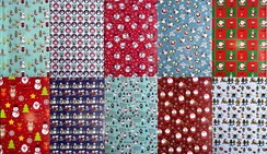 10 Assorted Sheets Thick Christmas Gift Wrapping Paper - Cute Xmas Designs