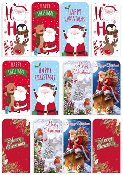 Pack Of 12 Christmas Money Wallet Gift Cards & Envelopes Cute Modern Traditional