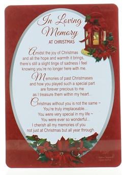 In Loving Memory Christmas Graveside Memorial Card - Red Lantern 6.5x4.75"