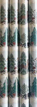 24m Christmas Gift Wrapping Paper 4x6m Roll Cutting Guide - Wildlife in Forest