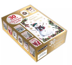Bumper Box of 30 Mixed Traditional Christmas Cards - 6 Designs Per Pack