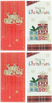 Pack Of 4 Christmas Money Wallet Gift Cards & Envelopes - Bright Merry Christmas