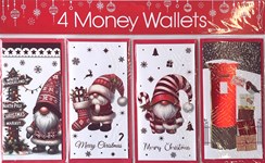 Pack of 4 Christmas Money Wallet Gift Cards & Envelopes - Gonk Post Box Red Foil