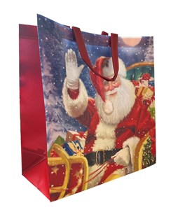 Reusable Square Jumbo Christmas Gift Bag 15.75x15.75" Woven Bag for Life - Santa