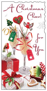 Christmas Money Wallet Gift Card & Envelope - Champagne Glasses 7x3.5"