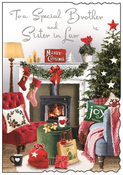 Jonny Javelin Brother & Sister-in-Law Christmas Card - Living Room Foil 9x6.25"