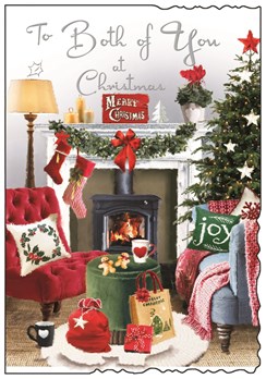 Jonny Javelin Both Of You Christmas Card - Xmas Tree Living Room & Foil 9x6.25"