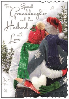 Jonny Javelin Granddaughter & Husband Christmas Card - Couple in Hats 9x6.25"
