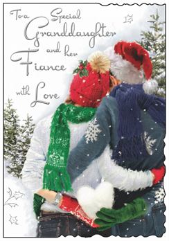 Jonny Javelin Granddaughter & Fiancé Christmas Card - Couple in Hats 9x6.25"