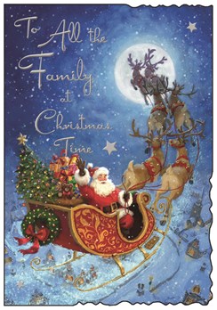 Jonny Javelin To a Special Family Christmas Card - Santa Sleigh at Night 9x6.25