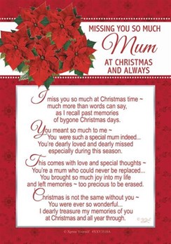 Loving Memory Christmas Graveside Memorial Card - Missing You Mum 6x4"