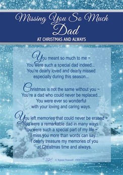 Loving Memory Christmas Graveside Memorial Card - Dad Missing you 6x4"