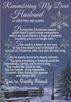 Loving Memory Christmas Graveside Memorial Card - Remembering My Husband 5.75x4"