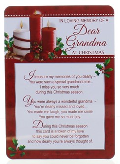 Loving Memory Christmas Graveside Memorial Card - Dear Grandma 6" x 4"