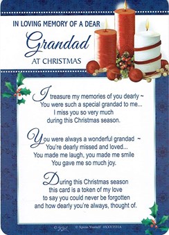 Loving Memory Christmas Graveside Memorial Card - Dear Grandad 6" x 4"