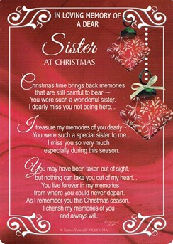 Loving Memory Christmas Graveside Memorial Card - Dear Sister 6.5" x 4.75"