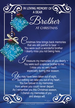 Loving Memory Christmas Graveside Memorial Card - Dear Brother 6.5" x 4.75"