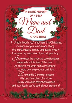 Loving Memory Christmas Graveside Memorial Card - Dear Mum & Dad 6.5x4.75"