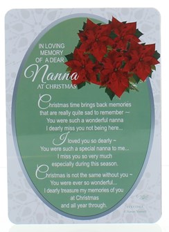 Loving Memory Christmas Graveside Memorial Card - Dear Nanna 6.5" x 4.75"