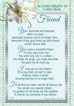 Loving Memory Graveside Memorial Card - Dear Friend Green White Lily 6.25x4.25" Loving Memory Graveside Memorial Card - Dear Friend Green White Lily 6.25x4.25"