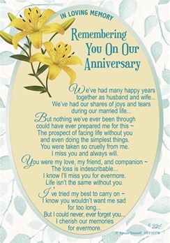 Loving Memory Graveside Memorial Card - On Our Wedding Anniversary 6.25x4.25