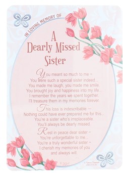 Loving Memory Open Graveside Memorial Card - Sister 6" x 4"