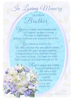 Loving Memory Open Graveside Memorial Card - Brother 6 x 4"