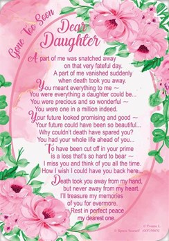 Loving Memory Open Graveside Memorial Card - Daughter 6" x 4"