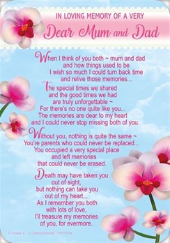 Loving Memory Graveside Memorial Card 6.25x4.25" - Dear Mum & Dad Loving Memory Graveside Memorial Card 6.25x4.25" - Dear Mum & Dad