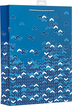 Extra Large Male Gift Bag - Modern Metallic Blue, Black & White Arrows 18" x 13"