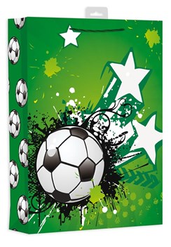 Extra Large Male Gift Bag - Modern Green Football, Paint Blobs & Stars 18" x 13"