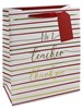 Large Thank You Teacher Gift Bag - Striped No 1 Teacher 13" x 10.5" x 5.5"