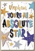 Nephew Birthday Card - Blue & Gold Foil Writing with Stars 7.5" x 5.25"