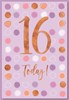 Age 16 Girl Birthday Card - Pink Lilac White Spots with Gold Foil 7.5x5.25"