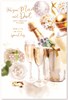 Mum & Dad Wedding Anniversary Card - Champagne Flutes White Rose & Gift 9" x 6"